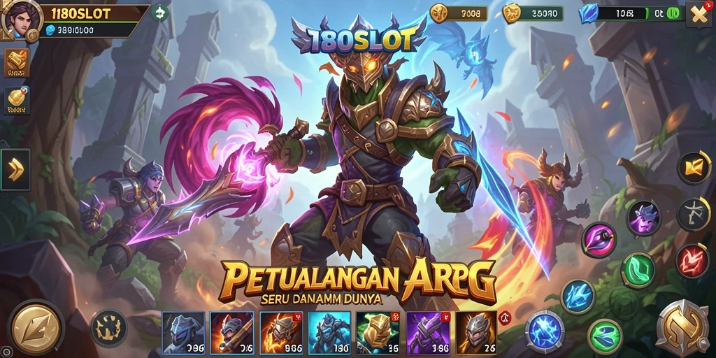Tampilan utama gameplay <strong>180SLOT</strong> yang penuh aksi dan petualangan seru.