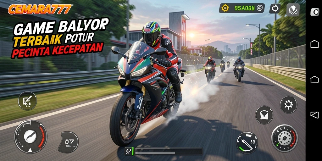 Screenshot CEMARA777 menampilkan aksi balapan motor yang mendebarkan.