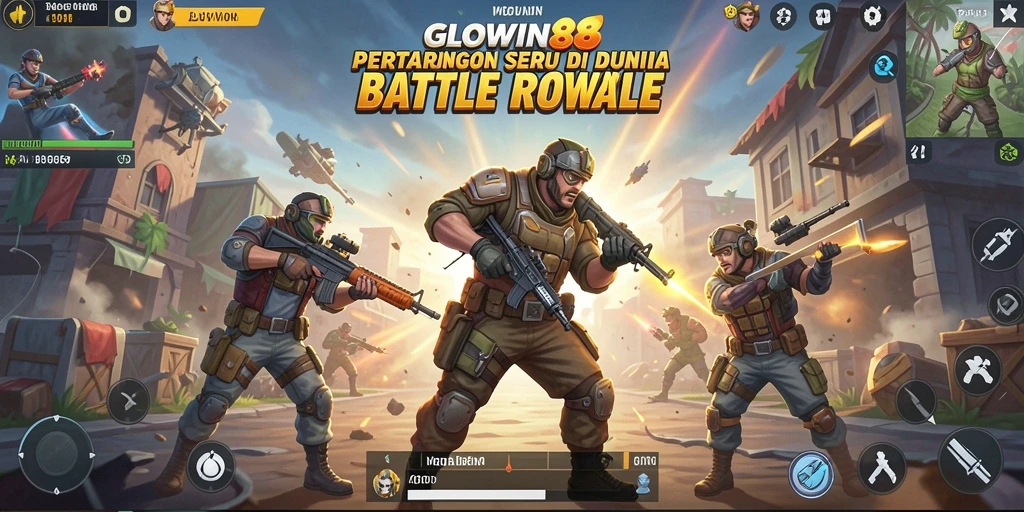 Tampilkan aksi intens dalam gameplay Battle Royale GLOWIN88.