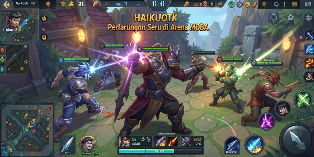Gameplay HAIKUOTK yang seru dan menantang di arena MOBA.