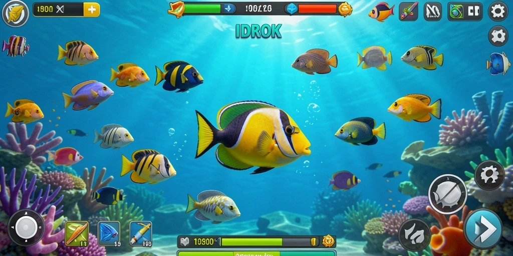 Tampilan gameplay menembak ikan di IDROK yang menakjubkan.