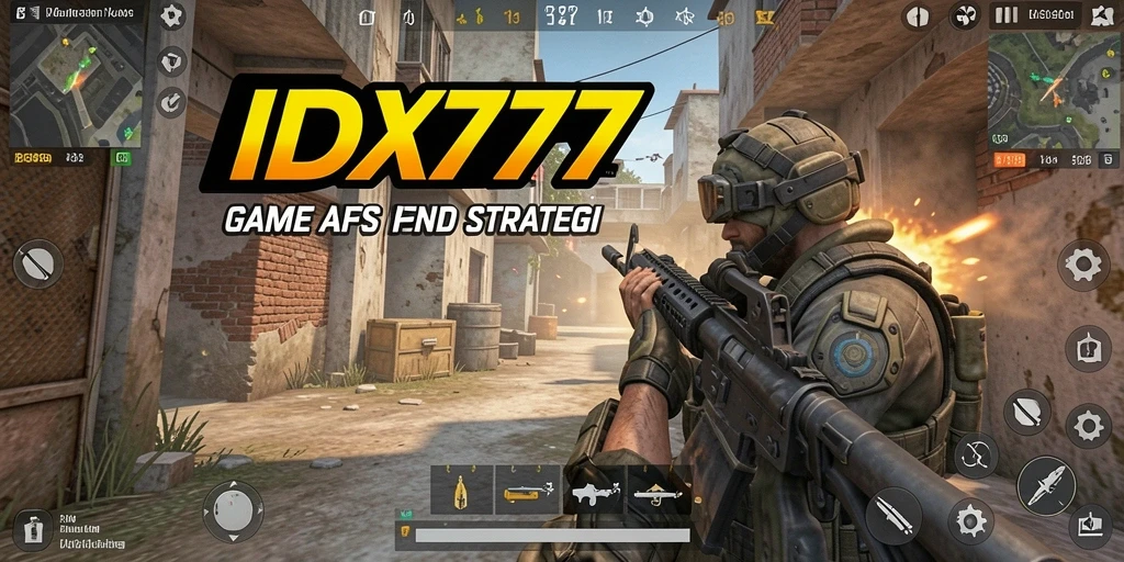 Screenshot gameplay IDX777 menunjukkan aksi tembak-menembak yang intens.