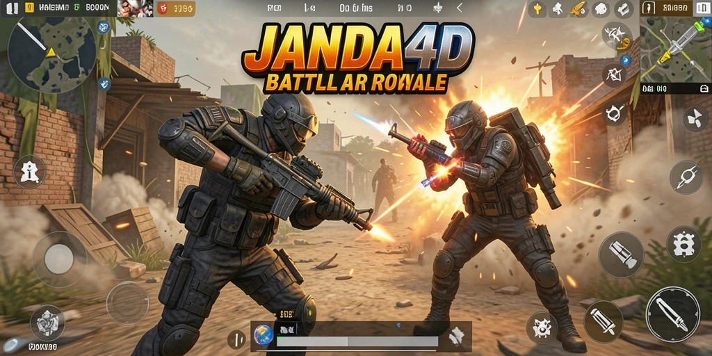 Screenshot gameplay JANDA4D dengan aksi pertempuran intens.