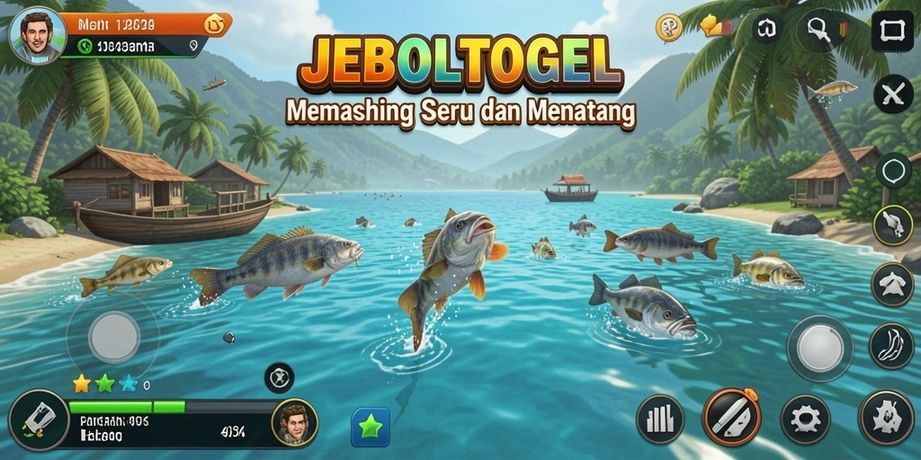 Tampilan gameplay <strong>JEBOLTOGEL</strong> dengan aksi memancing yang seru.