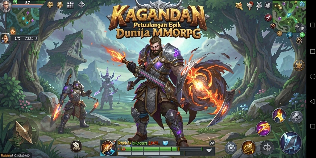 Tangkapan layar menampilkan aksi seru dalam game MMORPG KAGANDAN.
