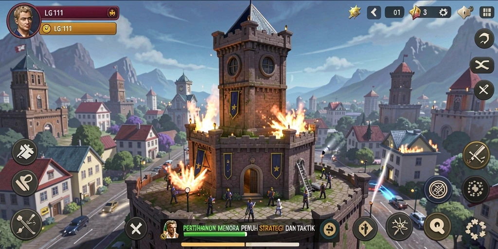 Tampilan gameplay LG111 yang mendebarkan dalam Tower Defense.