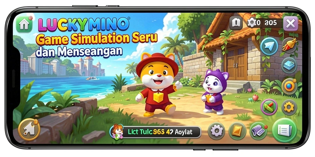 Screenshot utama LUCKYMINO menampilkan gameplay simulation yang menarik.