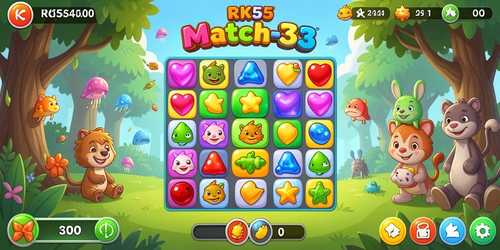 Screenshot utama RK55 yang menampilkan gameplay seru Match-3.