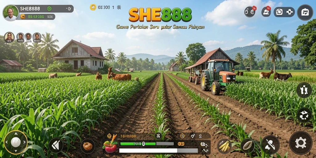 Tampilan gameplay Farming di SHE888 yang menarik dan seru.