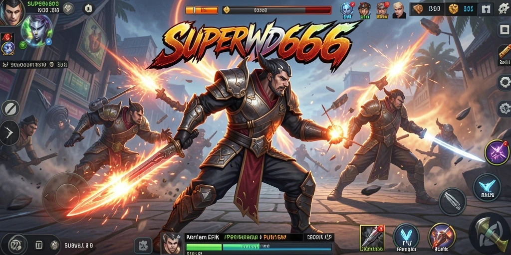 Gameplay SUPERWD666 menunjukkan aksi pertarungan yang mendebarkan.