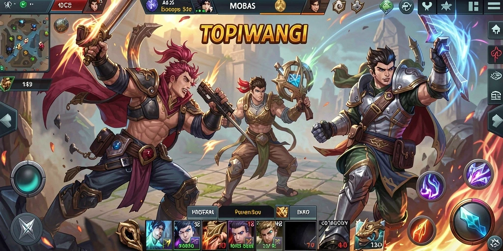 Tampilan menarik dari gameplay <strong>TOPIWANGI</strong> di arena pertempuran.