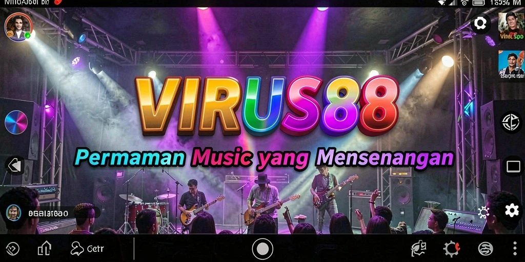 Screenshot utama VIRUS88 menunjukkan pemain menikmati gameplay musik yang seru.