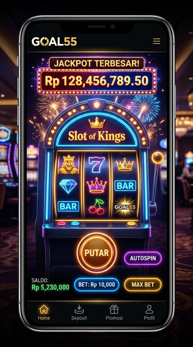 Tampilan menu utama aplikasi goal55 yang menarik.