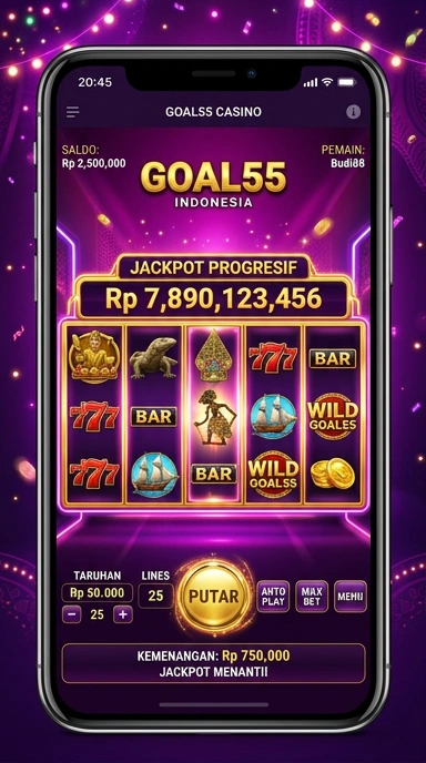 Pengguna sedang menjelajahi aplikasi di goal55 dengan mudah.